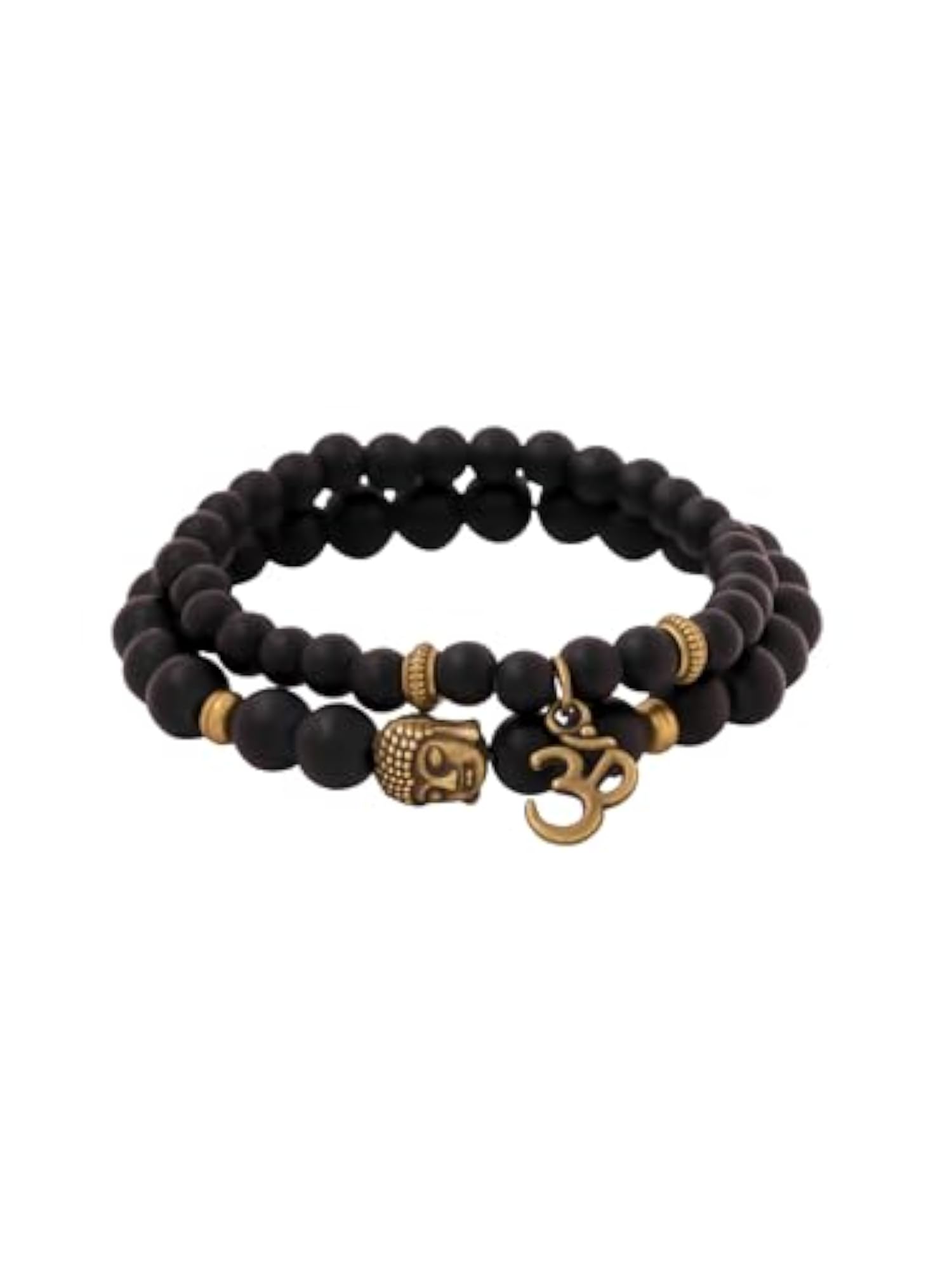 Men's Onyx Charm Bracelet with Buddha Beads